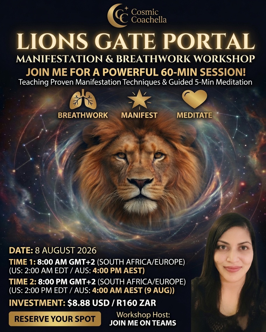 Lion's Gate manifestation and breathwork workshop poster